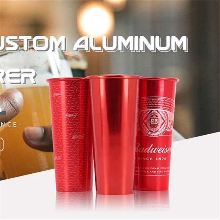 High-quality stainless steel 18 oz blue wine aluminum beer mug,Custom logo printed