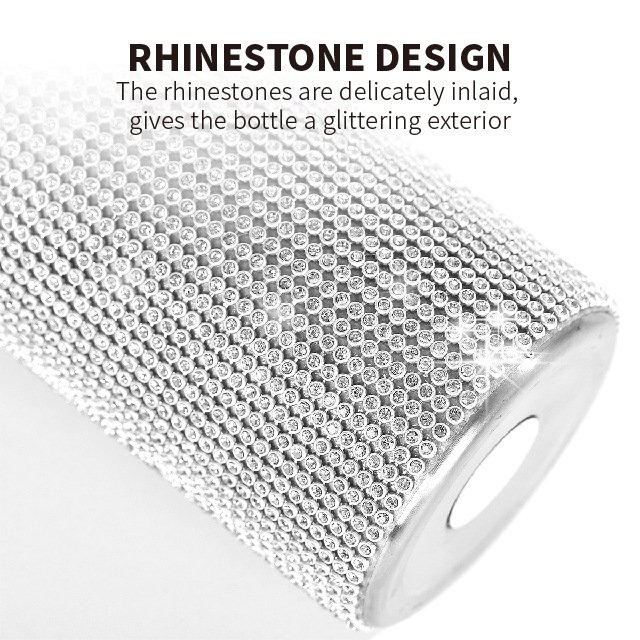 Diamond Studded Car Cup Outdoor Bling Tumbler Stainless Steel Vacuum Insulated Mug Cup with Rhinestone