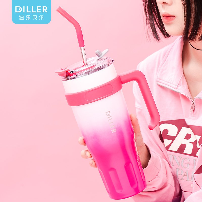 1100ml Insulated Tumbler with Handle and Straw Bulk Wholesale Travel Mug for Hot and Cold Beverage Durable Double Walled Design