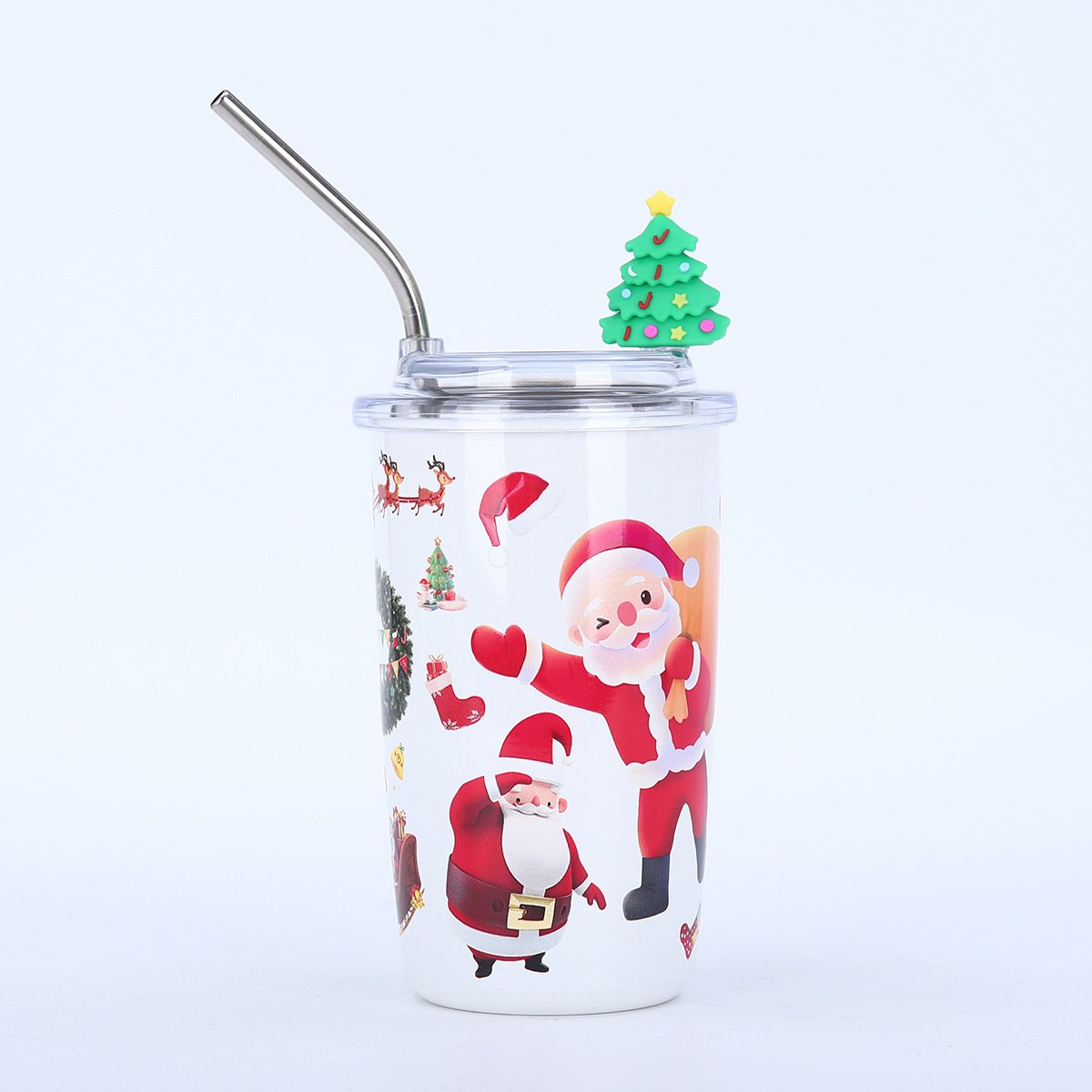 Personalized 460ml Stainless Steel Vacuum Flask & Thermos New Style Christmas Cup Mug with Lids and Straws Personalized Gifts