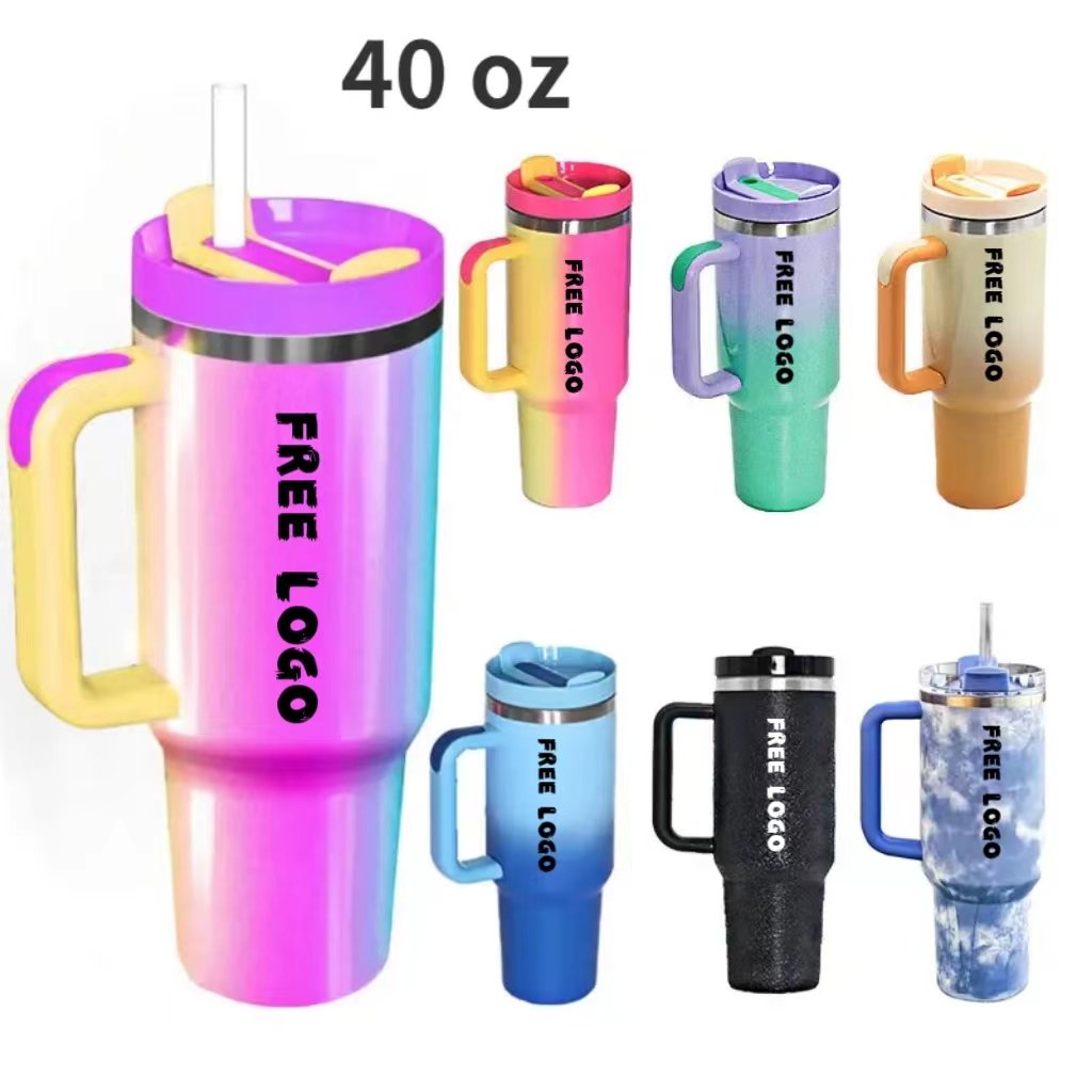 BPA free Leak proof sublimation insulated tumbler 40oz Mugs and cup 304 stainless steel termos camp mug with handle tumble