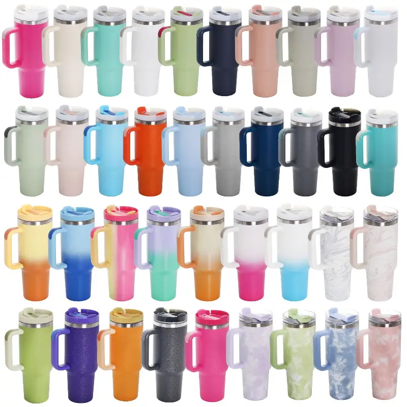 BPA free Leak proof sublimation insulated tumbler 40oz Mugs and cup 304 stainless steel termos camp mug with handle tumble