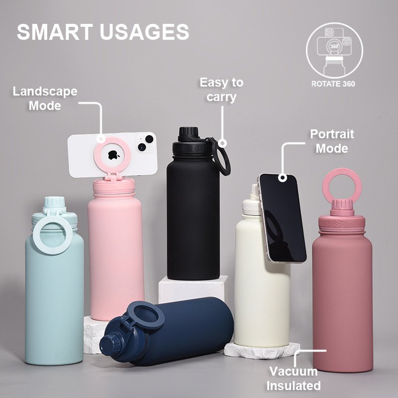 Customized LOGO 32 OZ Stainless Steel Double Wall Magnetic Lid Vacuum Flask & Thermoses Water Bottle