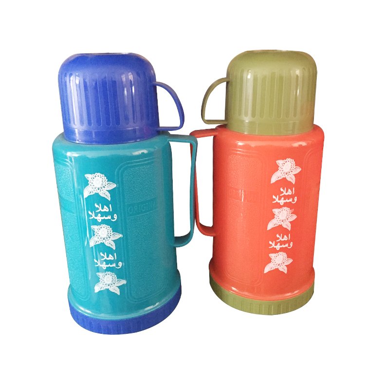 1.0L/1.2L/1.8L plastic vacuum flask with two cup