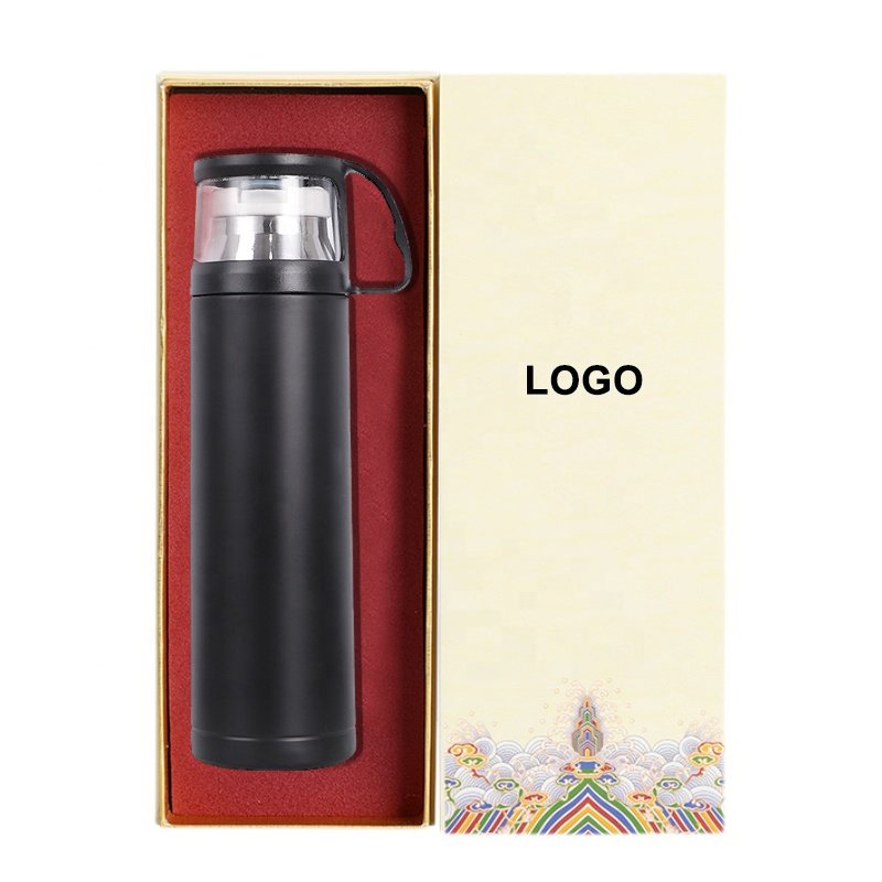 FACTORY PRICE 500ml custom logo reusable thermos double wall stainless steel insulated vacuum flask water bottle with cup lid