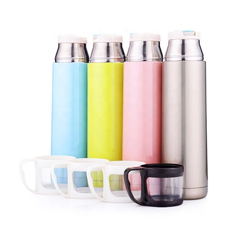FACTORY PRICE 500ml custom logo reusable thermos double wall stainless steel insulated vacuum flask water bottle with cup lid