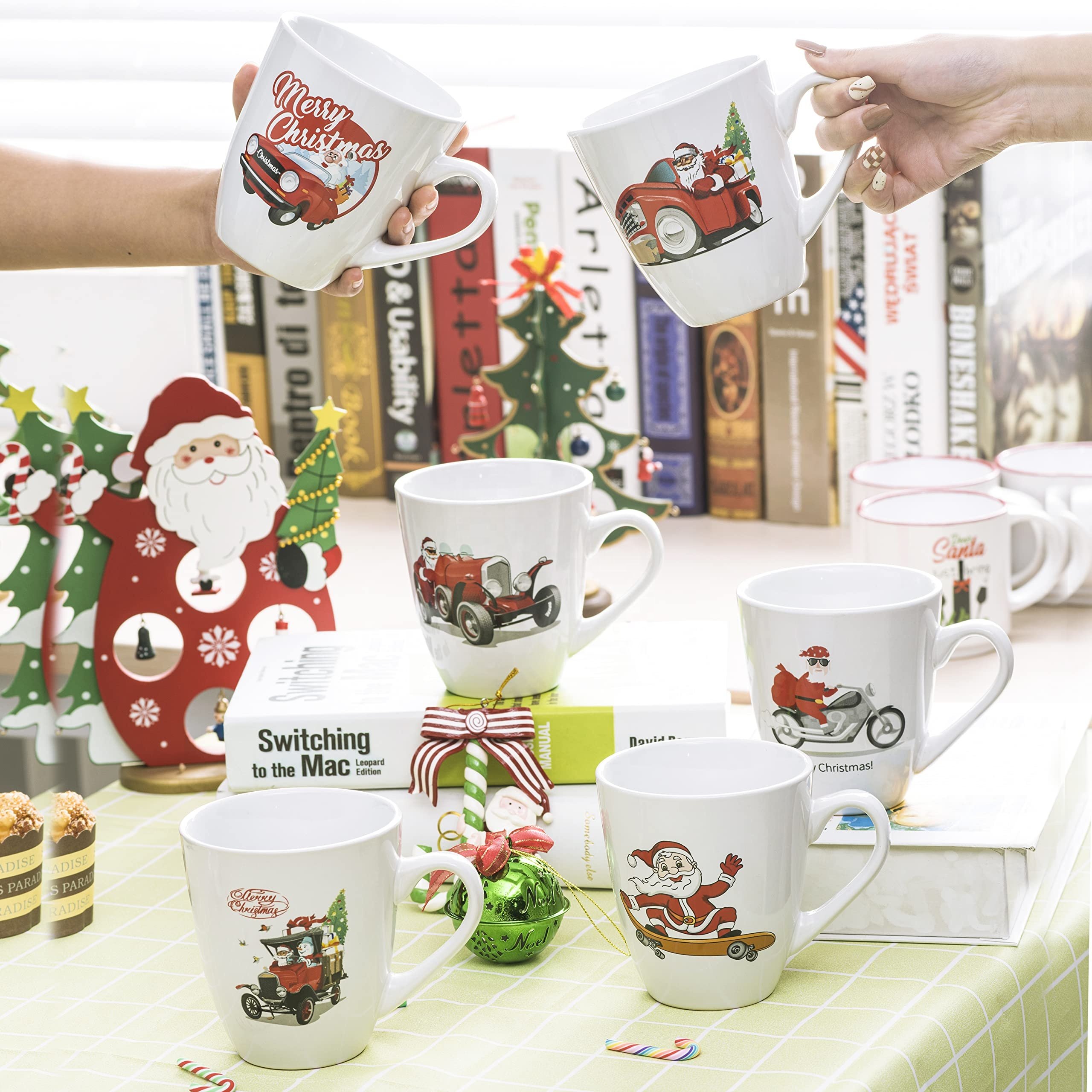 Best Ceramic Christmas Mug 16 Oz Ceramic Christmas theme Coffee Mug For Christmas Gift Set of 6