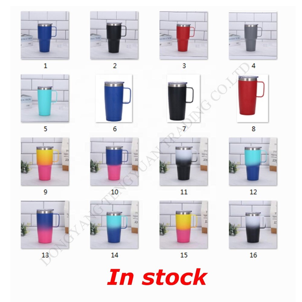 TY Custom logo 30oz stainless steel tumbler with handle Double wall vacuum insulated Travel Mug with Slider Lid and straw