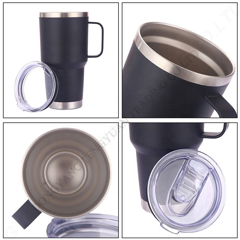 TY Custom logo 30oz stainless steel tumbler with handle Double wall vacuum insulated Travel Mug with Slider Lid and straw