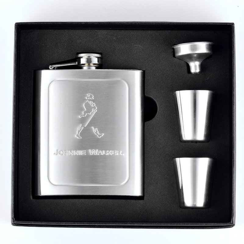 New Style Portable Mini Russian Wine Bottle Set Stainless Steel Liquor Screw Cap Includes Wine Flask Utensils Presented Gift Box