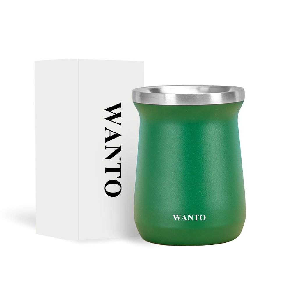 Wanto 8oz vaccum double wall insulated 304 stainless steel wine yerba mate mug water small thermos cup in bulk termo y mate