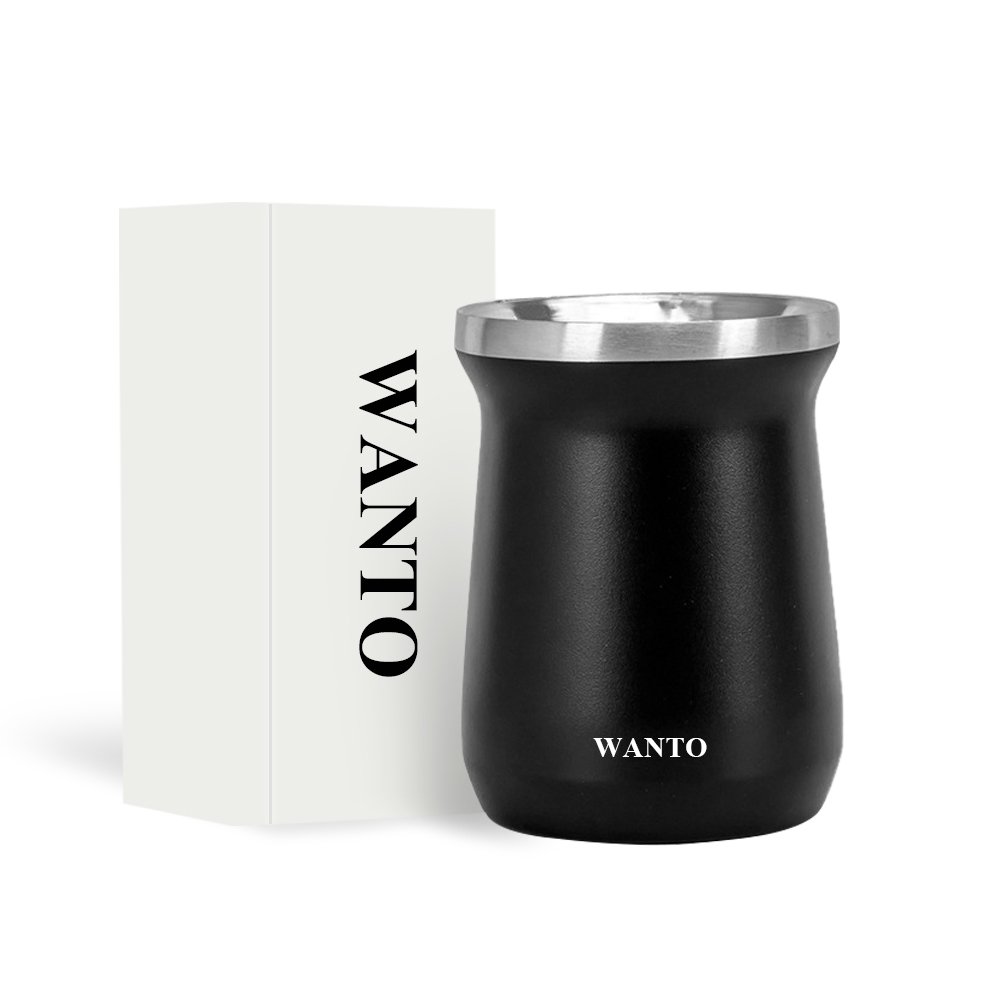 Wanto 8oz vaccum double wall insulated 304 stainless steel wine yerba mate mug water small thermos cup in bulk termo y mate