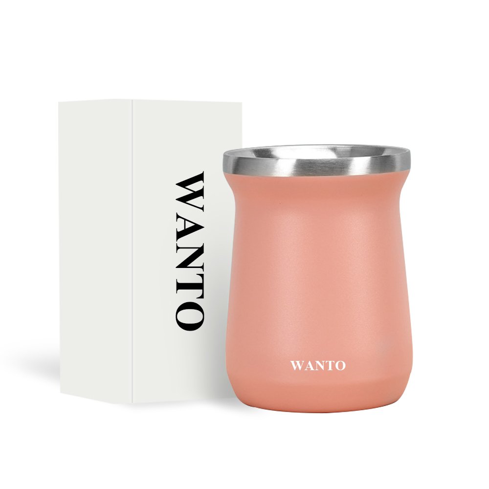 Wanto 8oz vaccum double wall insulated 304 stainless steel wine yerba mate mug water small thermos cup in bulk termo y mate