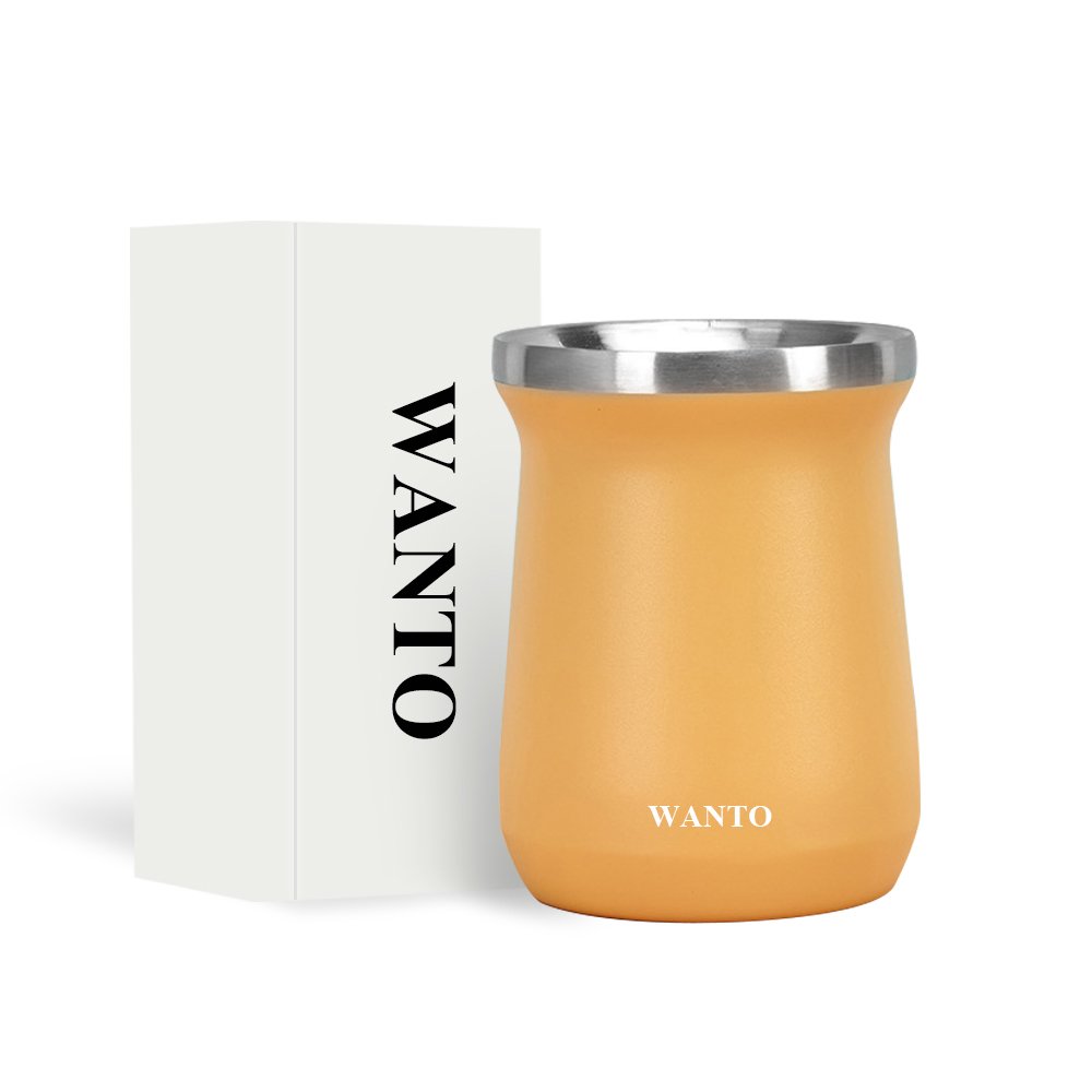 Wanto 8oz vaccum double wall insulated 304 stainless steel wine yerba mate mug water small thermos cup in bulk termo y mate