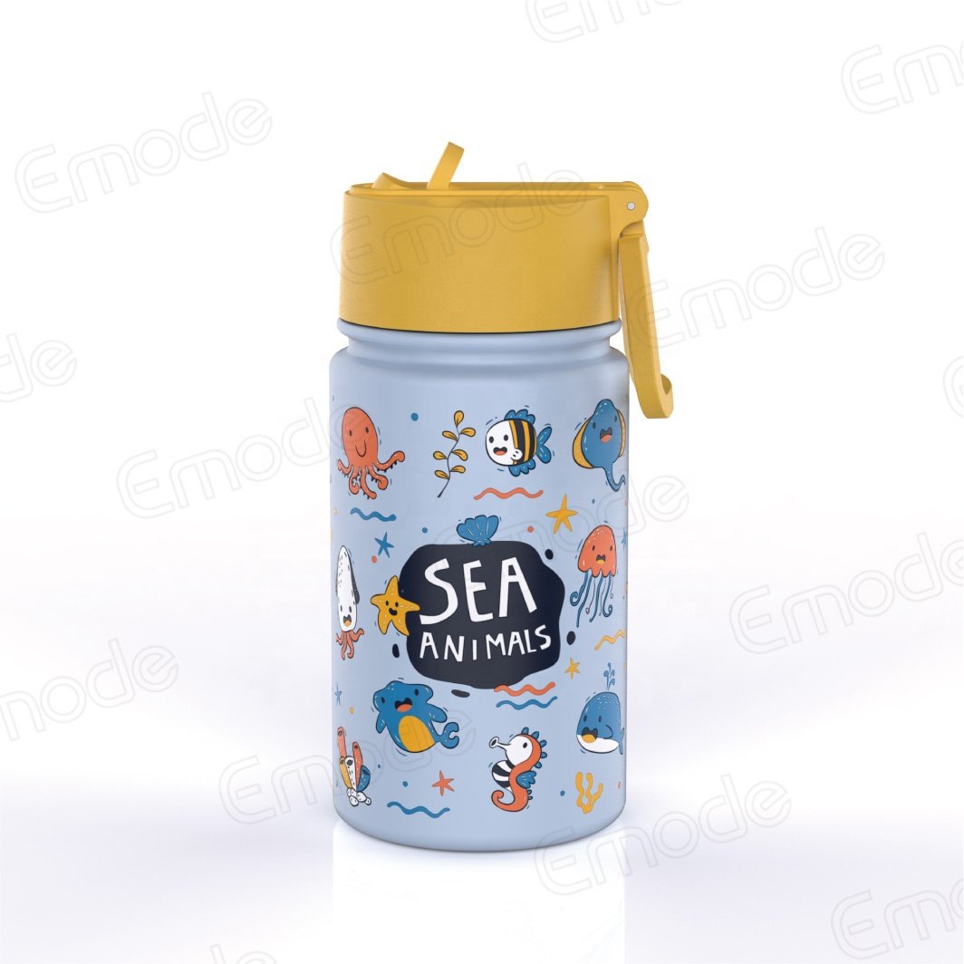 New Arrival Vacuum Flasks Cups 350ml Kids Water Bottles 18/8 Stainless Steel Sport Drinking Bottle with Straw