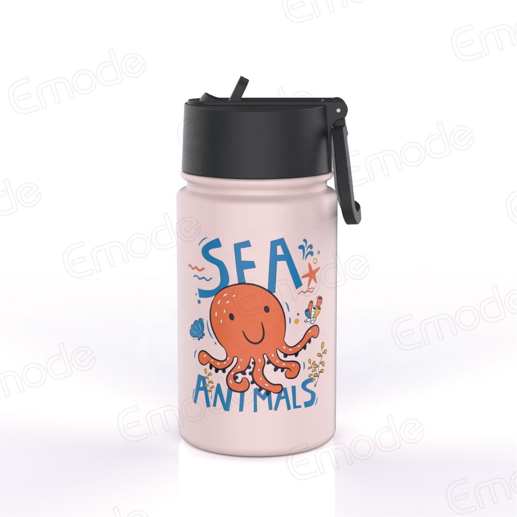 New Arrival Vacuum Flasks Cups 350ml Kids Water Bottles 18/8 Stainless Steel Sport Drinking Bottle with Straw