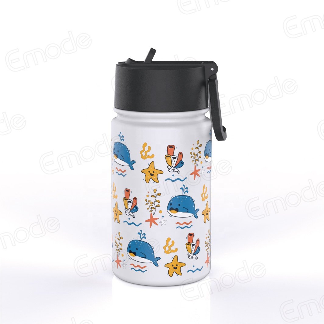 New Arrival Vacuum Flasks Cups 350ml Kids Water Bottles 18/8 Stainless Steel Sport Drinking Bottle with Straw