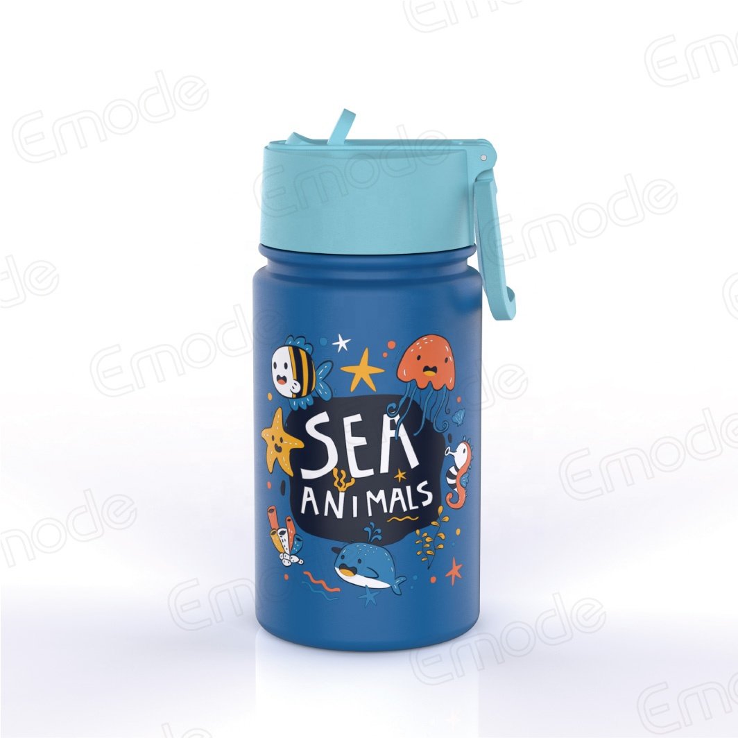 New Arrival Vacuum Flasks Cups 350ml Kids Water Bottles 18/8 Stainless Steel Sport Drinking Bottle with Straw