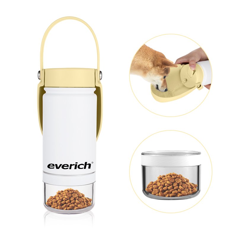 Everich Hot Selling pet dog drinking 3 in 1 Dogs Feeder 14oz Outdoor Pet Insulated Water Bottles with Food Containers