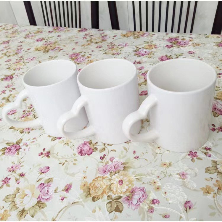 Coffee Mug Mug Heart Handle Sublimation Coated Cup Thermal Transfer Blank Ceramic Color Box Mugs American Style HANDGRIP 0.38kg
