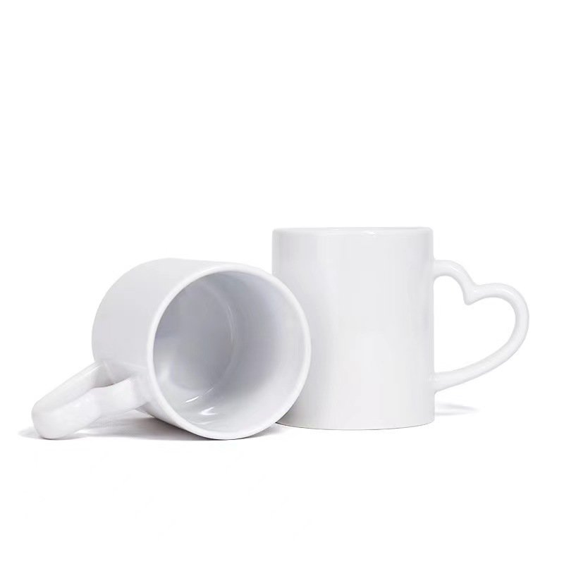 Coffee Mug Mug Heart Handle Sublimation Coated Cup Thermal Transfer Blank Ceramic Color Box Mugs American Style HANDGRIP 0.38kg