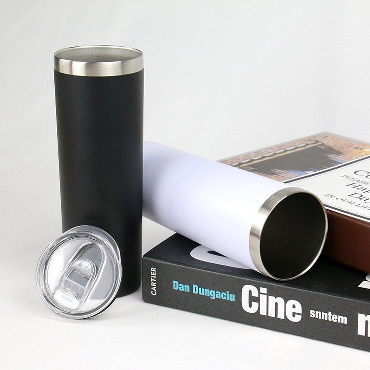 Double wall powder coated tumbler 20oz insulated Tumbler with straw vacuum bottle beer mug cups in bulk