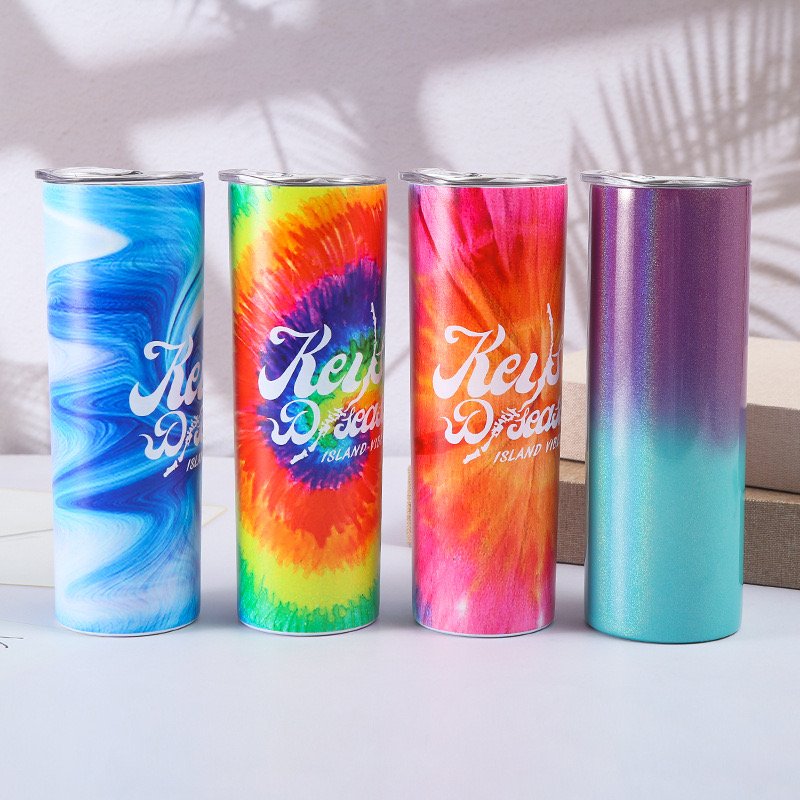 Double wall powder coated tumbler 20oz insulated Tumbler with straw vacuum bottle beer mug cups in bulk
