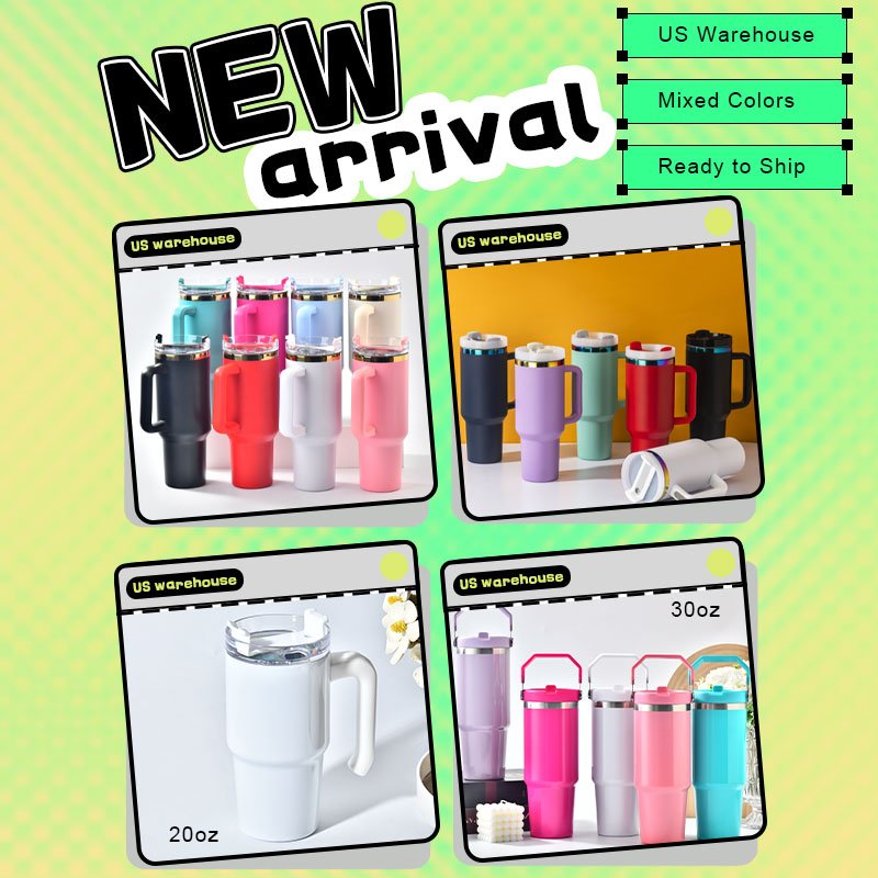 USA WAREHOUSE Double Walled Stainless Steel Travel Mug 40oz Tumbler With Handle Sublimation Blanks Cup Tumbler