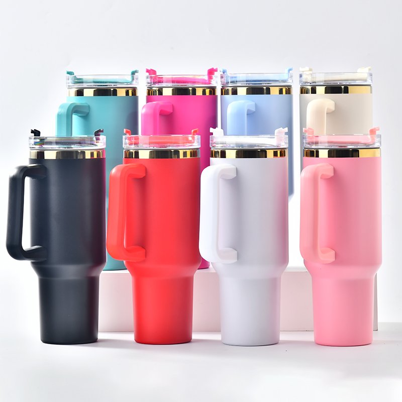 USA WAREHOUSE Double Walled Stainless Steel Travel Mug 40oz Tumbler With Handle Sublimation Blanks Cup Tumbler