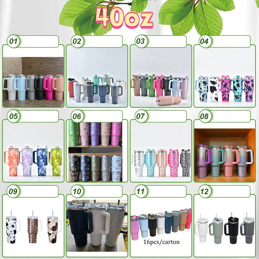 USA WAREHOUSE Double Walled Stainless Steel Travel Mug 40oz Tumbler With Handle Sublimation Blanks Cup Tumbler