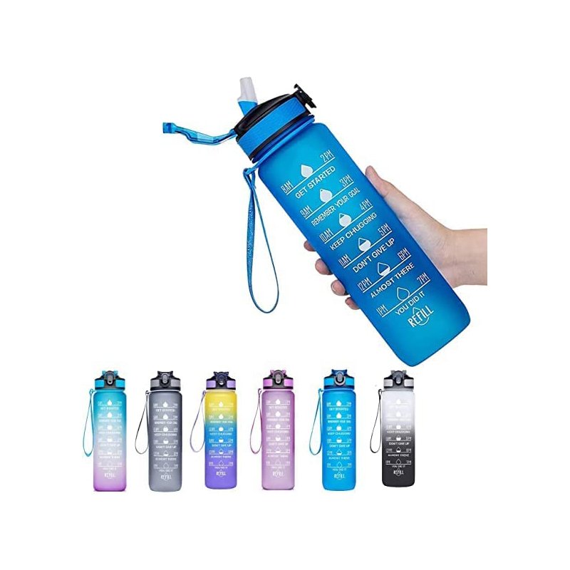 1000ml BPA free tritan motivational gym plastic water bottle kawaii water bottle adult fancy water bottles