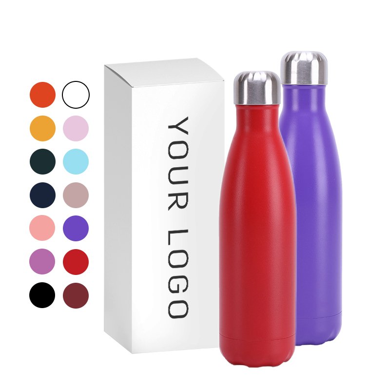 Custom logo 500ml 17oz metal Double Wall Sport Vacuum flask Insulated Gym thermal Stainless Steel cola shape Drink water bottle