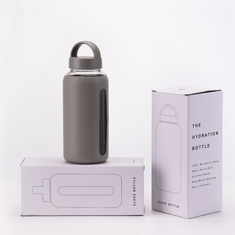 800ml Reusable Travel Leakproof Glass Water Bottle With Lid