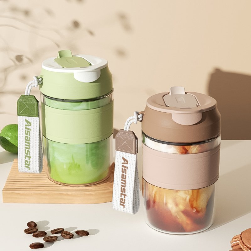 Aisamstar Popular Style 350ml Small and Portable Coffee Cups Customized Logo Glass Reusable Coffee Mug
