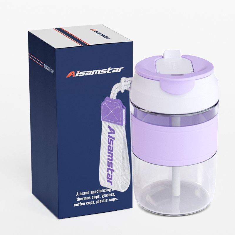 Aisamstar Popular Style 350ml Small and Portable Coffee Cups Customized Logo Glass Reusable Coffee Mug