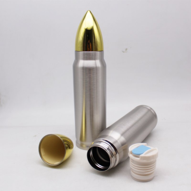 500ml Insulated Double Wall Bullet Shaped Stainless Steel Water Bottles,stainless steel vacuum flask bullet shaped thermos