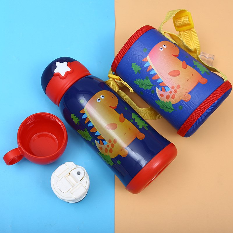 Kids Insulated Water Bottle 16oz Double Wall Stainless Steel Eco Friendly Thermos Kids Water Bottle With Straw