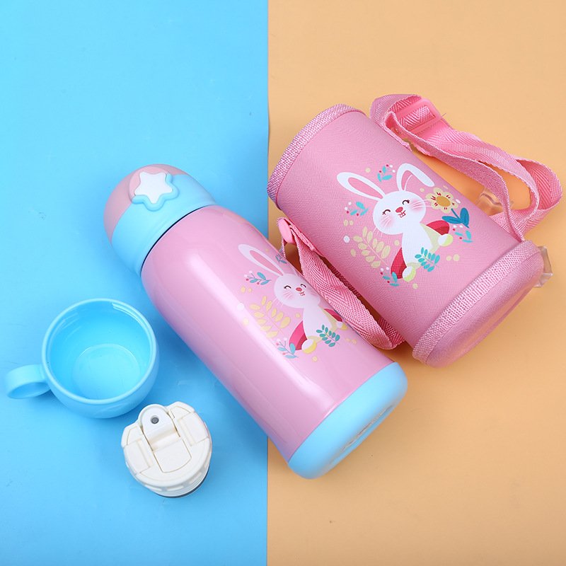 Kids Insulated Water Bottle 16oz Double Wall Stainless Steel Eco Friendly Thermos Kids Water Bottle With Straw