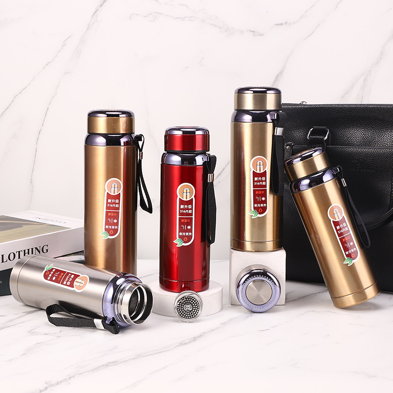 Custom Logo 600ml 800ml Stainless Steel 316 Vacuum Flasks Thermal Water Bottle With Tea Infuser