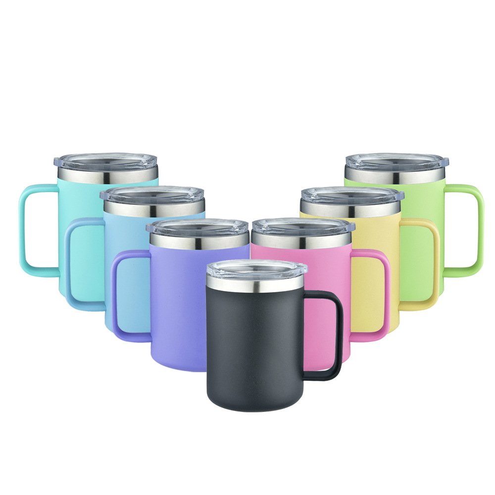 Travel Camping 12oz Insulated Mug Stainless Steel Sublimation Blanks Coffee Tumbler Mug With Handle