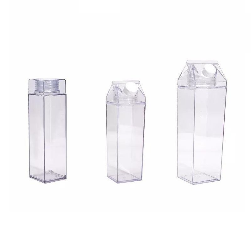 500ml BPA Free 1000ml Milk Box Bottle Reusable Plastic Water Bottle Transparent Acrylic Milk Carton Water Bottle