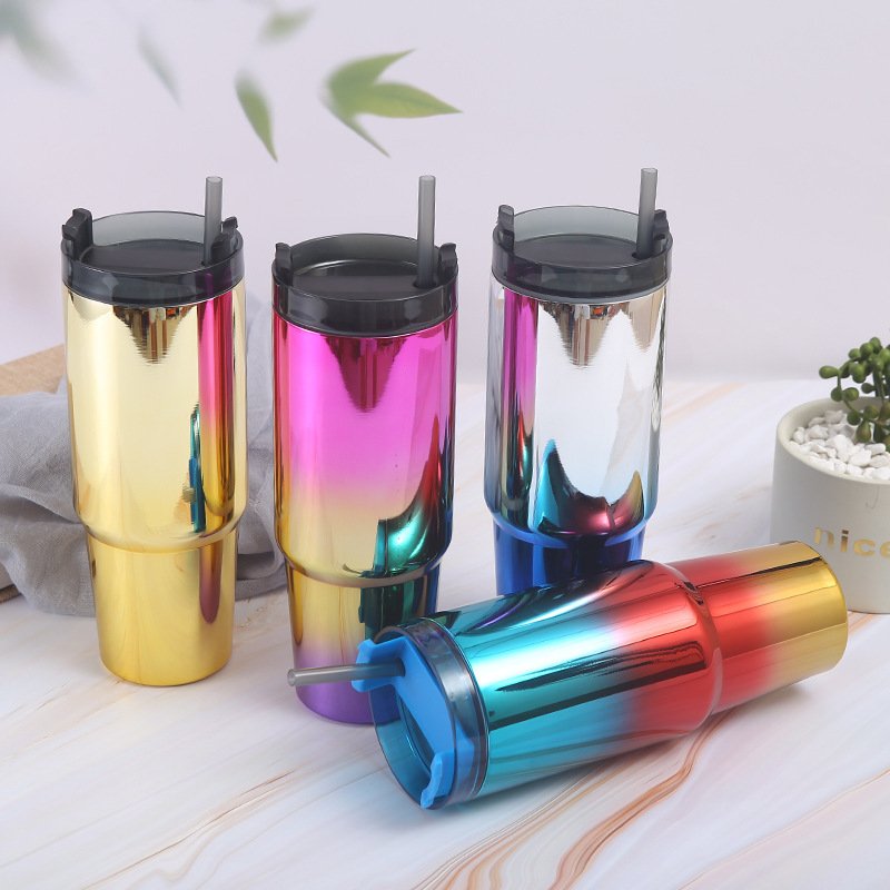 Custom UV printing 40oz 30oz 20oz Insulated Coffee Mugs Travel Tumbler Water Bottles with Handle And Lid