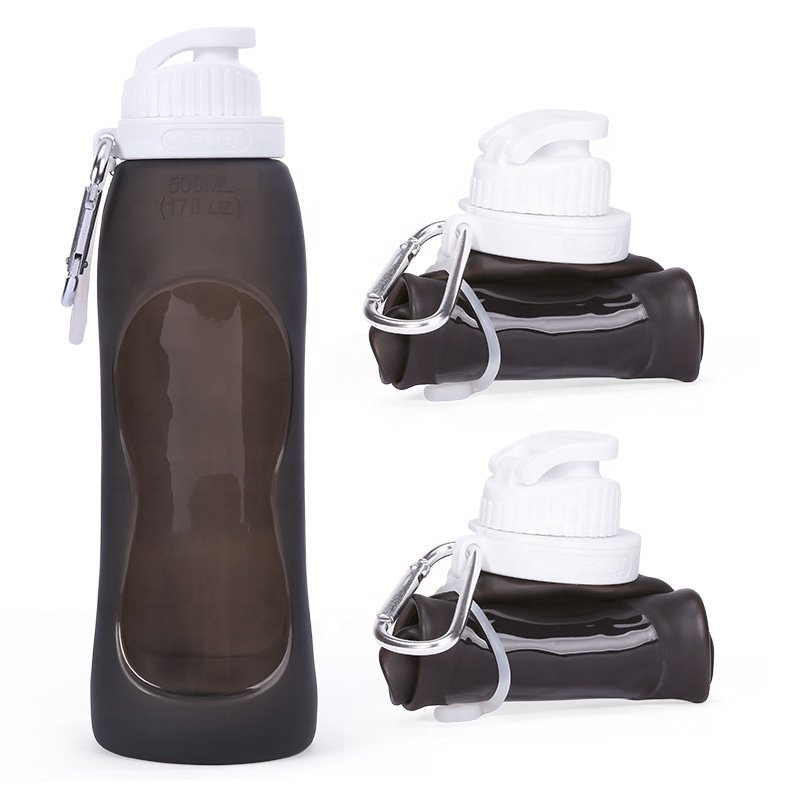 500ml Collapsible Free Drinking Water Bottle with Motivational Time Marker BPA Free for Fitness Gym and Outdoor Sports