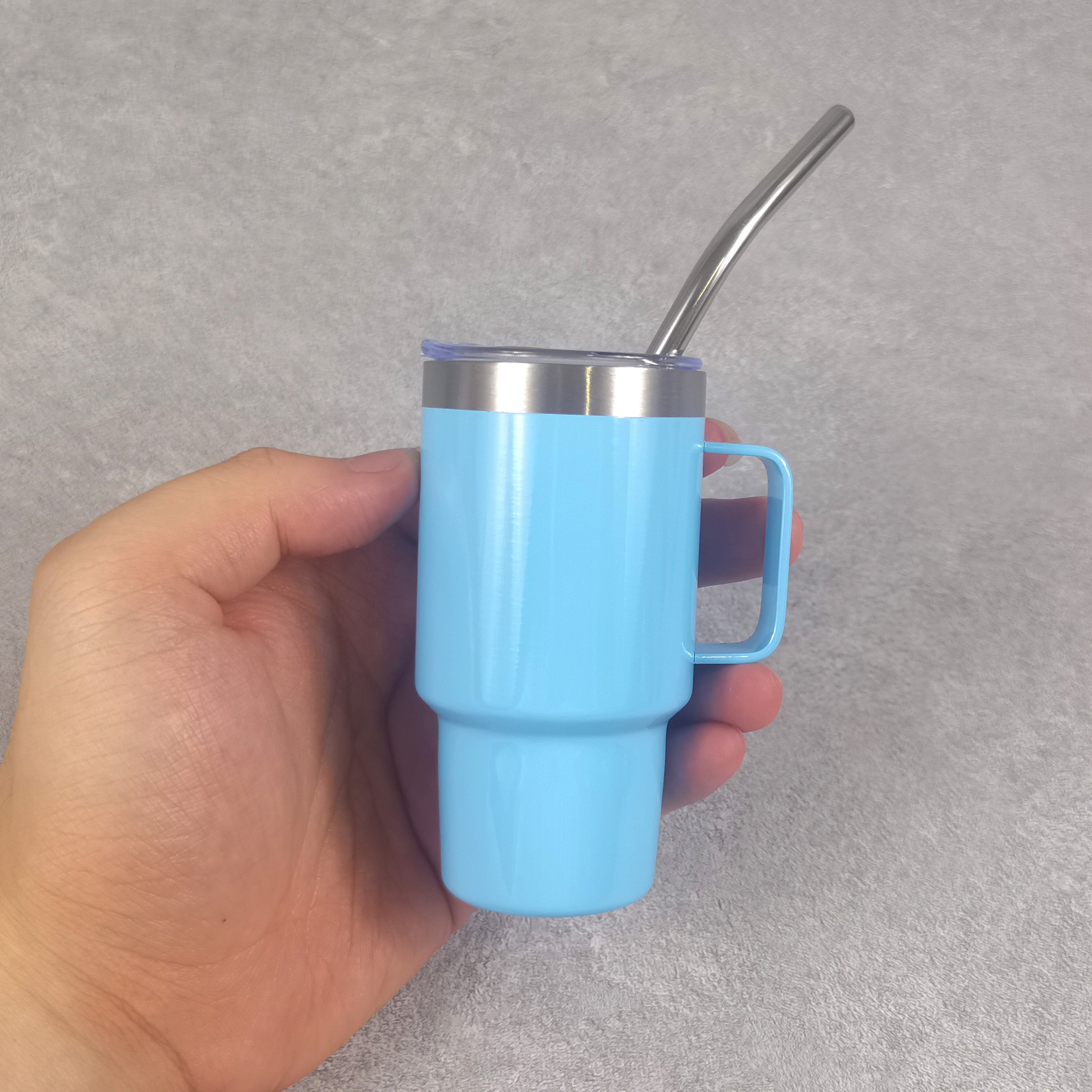 stainless steel 3oz marcaron colored tumbler 3oz blank sublimation double wall vacuum insulated handle mug with lid and straw