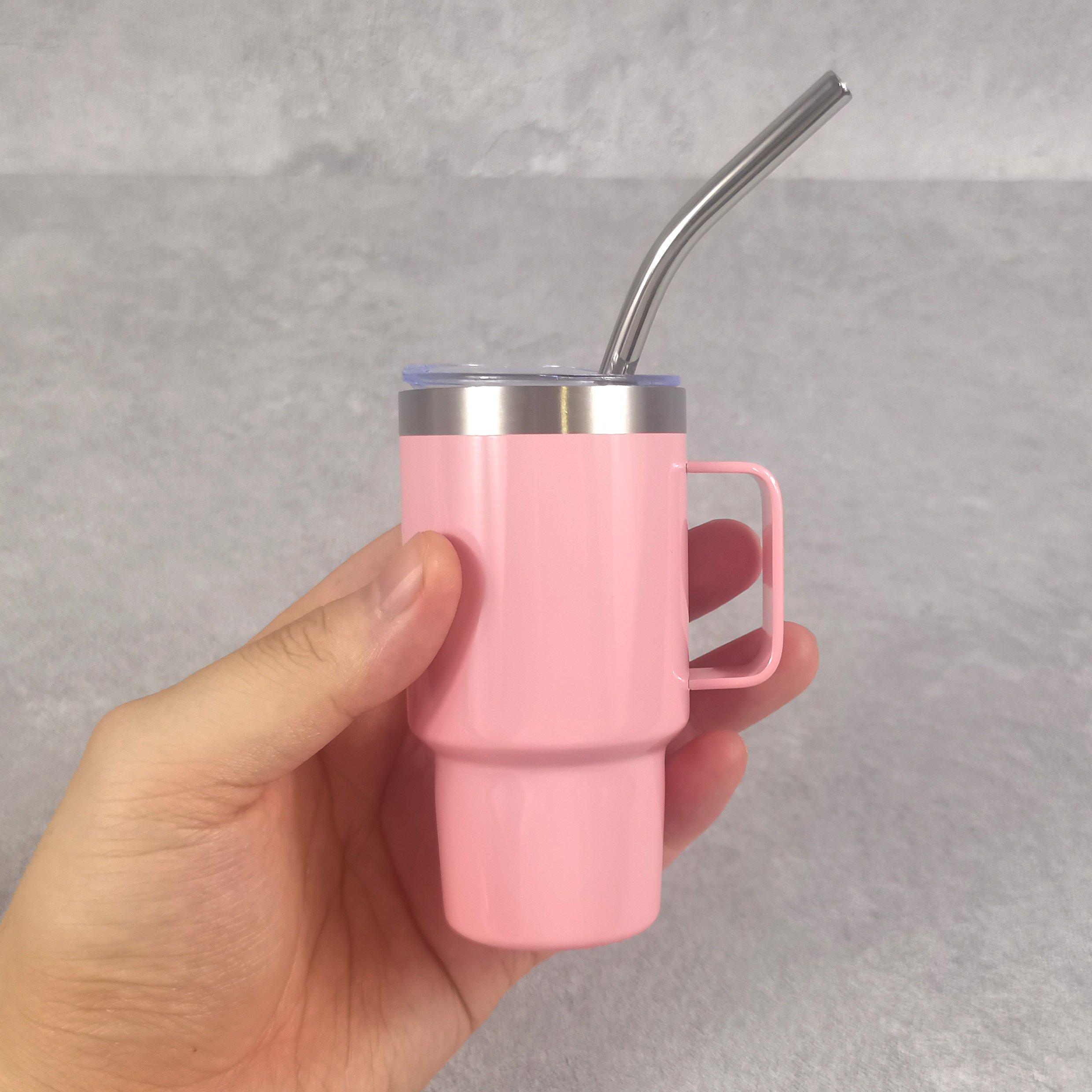 stainless steel 3oz marcaron colored tumbler 3oz blank sublimation double wall vacuum insulated handle mug with lid and straw