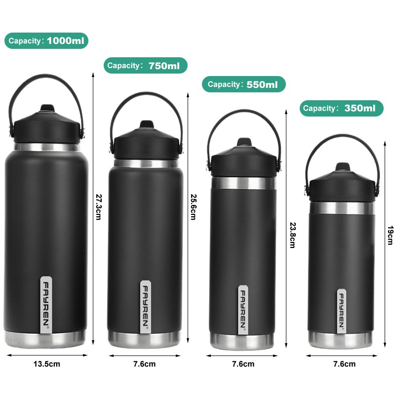Natural Healthy 350ML 550ML 750ML 1000ML Outdoor 304 Stainless Steel Big Size Metal Water Bottle Insulated Vacuum Flasks Thermos