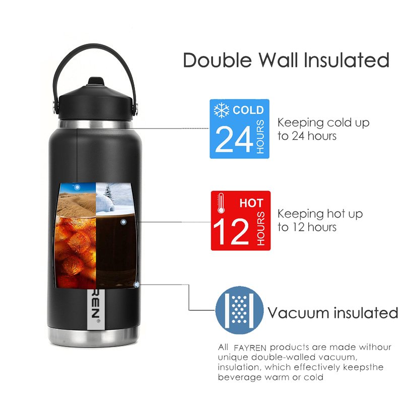 Natural Healthy 350ML 550ML 750ML 1000ML Outdoor 304 Stainless Steel Big Size Metal Water Bottle Insulated Vacuum Flasks Thermos