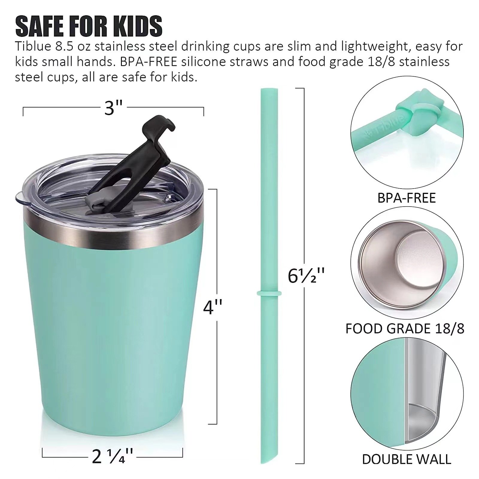 Amazon's new 8.5OZ Children's milk portable double vacuum insulated stainless steel cup with straw