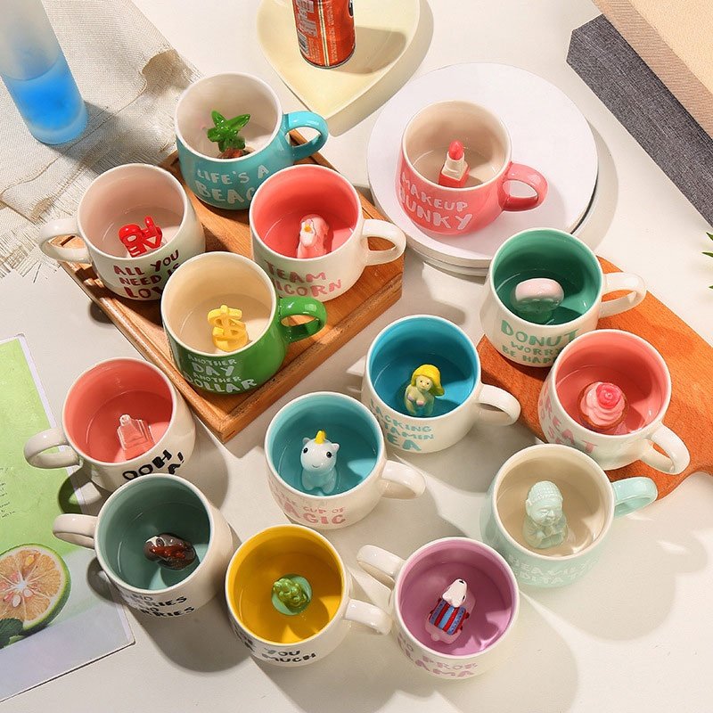 handmade mugs ceramic christmas drink coffee cup reusable,3D water cup tumbler ceramic mug cups,animal cup cute tea cups mugs