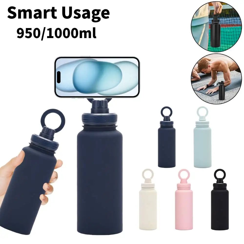 Trending Products 2024 New Arrivals 32oz Double Wall 304 Stainless Steel Magnet Water Bottle with Magnetic Phone Holder Lid
